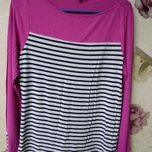The Limited Purple and Black Striped Long Sleeve Top